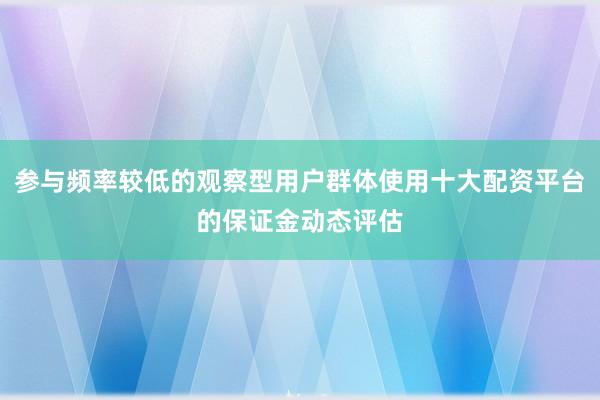 参与频率较低的观察型用户群体使用十大配资平台的保证金动态评估