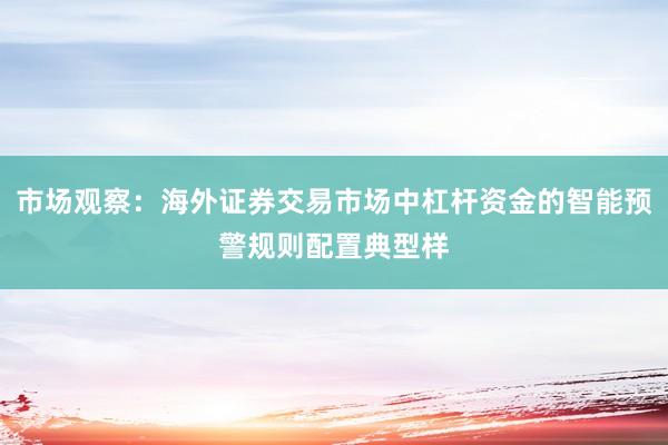 市场观察：海外证券交易市场中杠杆资金的智能预警规则配置典型样