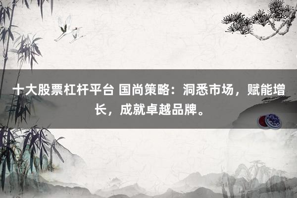 十大股票杠杆平台 国尚策略：洞悉市场，赋能增长，成就卓越品牌。