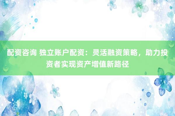 配资咨询 独立账户配资：灵活融资策略，助力投资者实现资产增值新路径