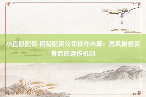 小盘股配资 揭秘配资公司操作内幕：高风险投资背后的运作机制