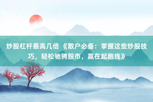 炒股杠杆最高几倍 《散户必备：掌握这些炒股技巧，轻松驰骋股市，赢在起跑线》