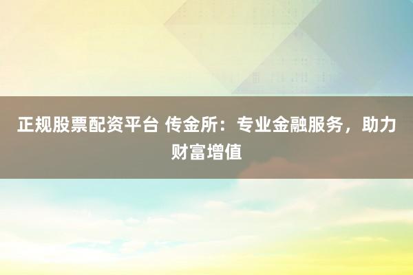 正规股票配资平台 传金所：专业金融服务，助力财富增值