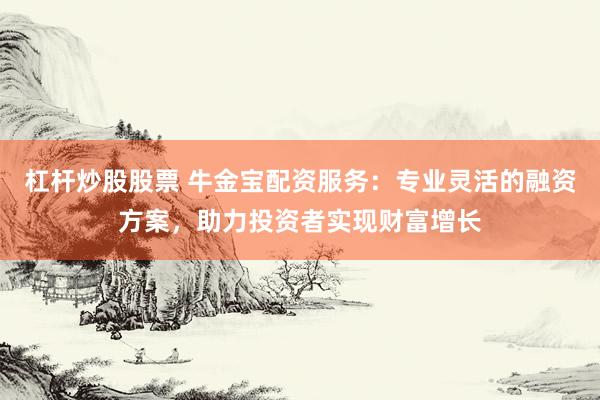 杠杆炒股股票 牛金宝配资服务：专业灵活的融资方案，助力投资者实现财富增长